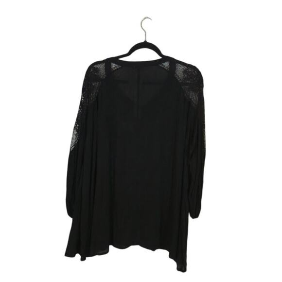Umgee NWT Womens Lace Peasant Top Size XL Black Embroidered Bohemian Whimsigoth - Picture 2 of 9